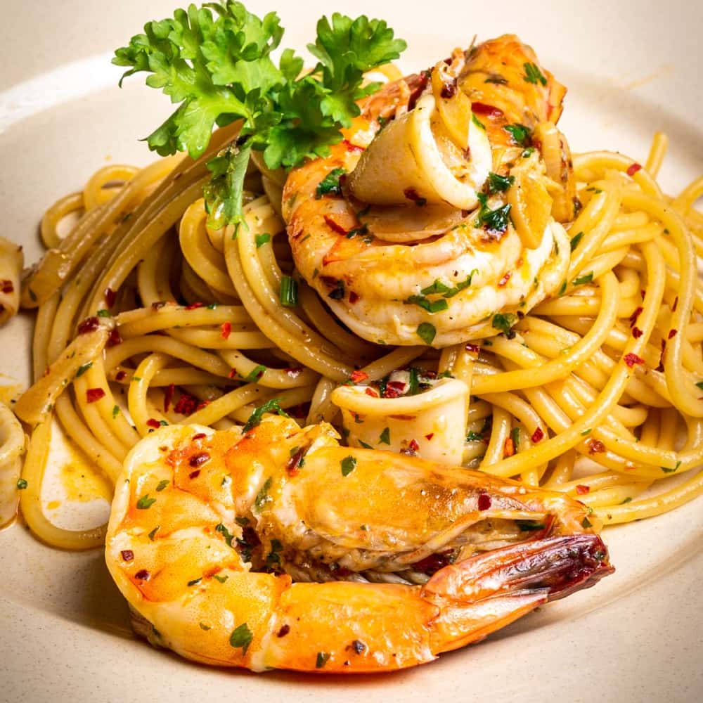 Resepi Spaghetti Aglio Olio dengan Seafood
