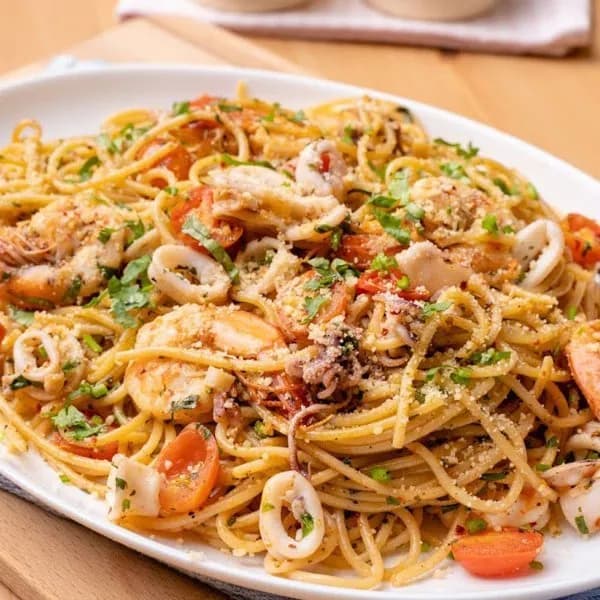 Resepi Spaghetti Aglio Olio Seafood