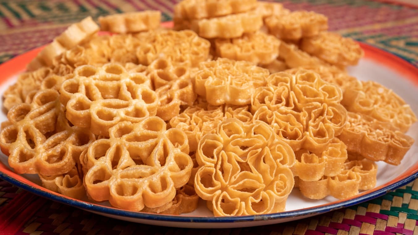 Kuih loyang (kuih ros) tepung gandum rangup tahan lama