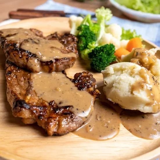 Resepi Lamb Chop & Sos Blackpepper Mushroom