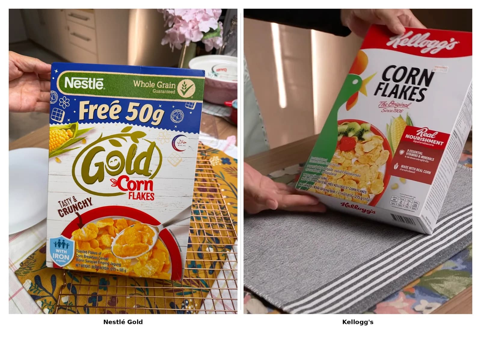 Cornflakes Kellogg's vs Nestle Gold: Apa Bezanya dari Segi Tekstur, Kerangupan dan Hasil Dalam Resepi?