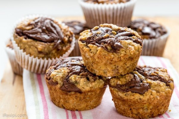 Muffin Pisang Nutella dan Oat