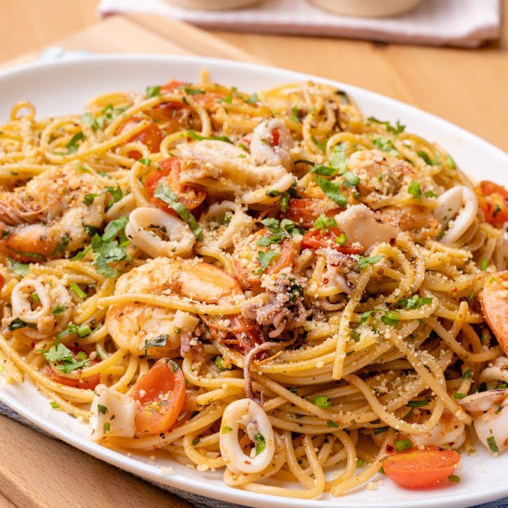 Resepi Spaghetti Aglio Olio Seafood